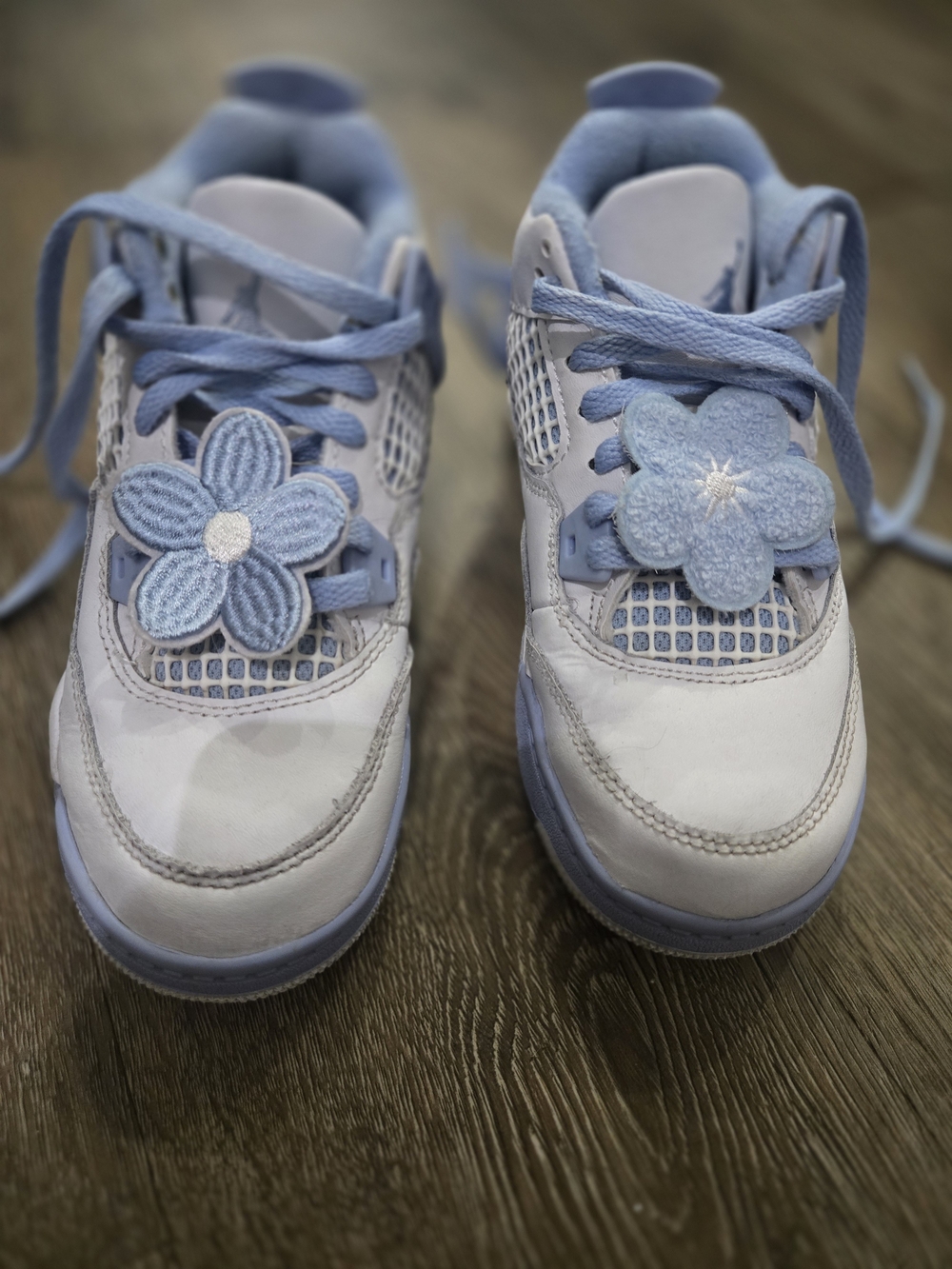 Jordan Kids Light Blue and White Floral Sneakers